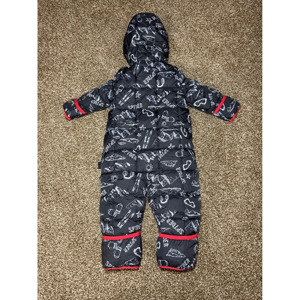 Spyder Baby Snowsuit Winter Ski Snow Suit Black Red Print 9/12M Outdoor Gorpcore